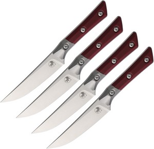MCT3600B10SETMR Microtech 4.5 Inch Steak Knife Set Stonewash Merlot G10